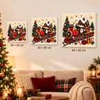 Christmas Train stretched canvas size comparison: 20, 30 and 40 cm