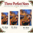 Portrait size guide for the Christmas canal barge design: 20 × 30, 30 × 40, and 40 × 50 cm