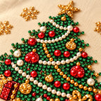 Christmas Tree Gifts pearl and canvas texture close-up, illustrative detail