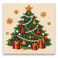 Christmas Tree Gifts pearl painting on a cream canvas, finished-effect illustration