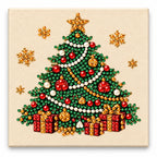 Christmas Tree Gifts pearl painting on a cream canvas, finished-effect illustration