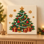Christmas Tree Gifts finished-effect illustration in a holiday room; props not included