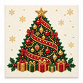Christmas Tree with Ribbon pearl painting kit, white-background complete design