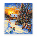 Christmas Tree Snow Day paint by numbers artwork on a front-facing canvas against a white background