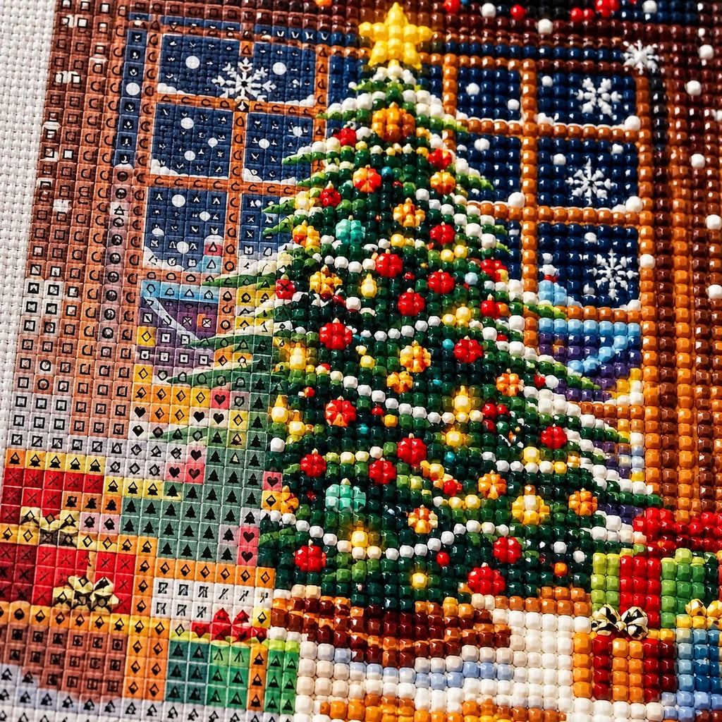 Christmas Tree Window Diamond Painting Kit detail