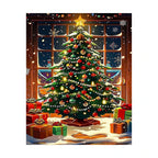 Christmas Tree Window Diamond Painting Kit original artwork on white background