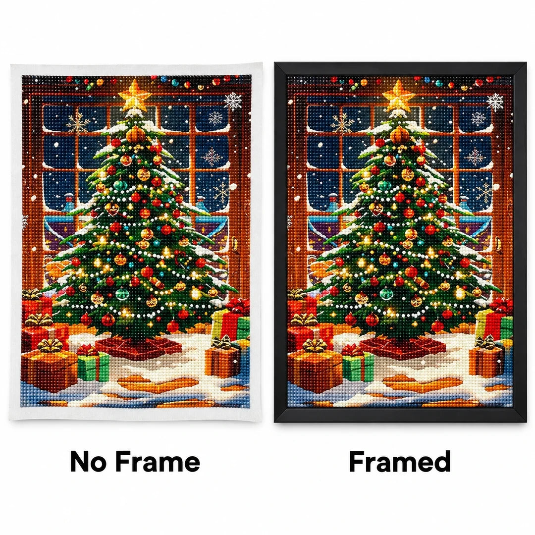Christmas Tree Window Diamond Painting Kit frame comparison