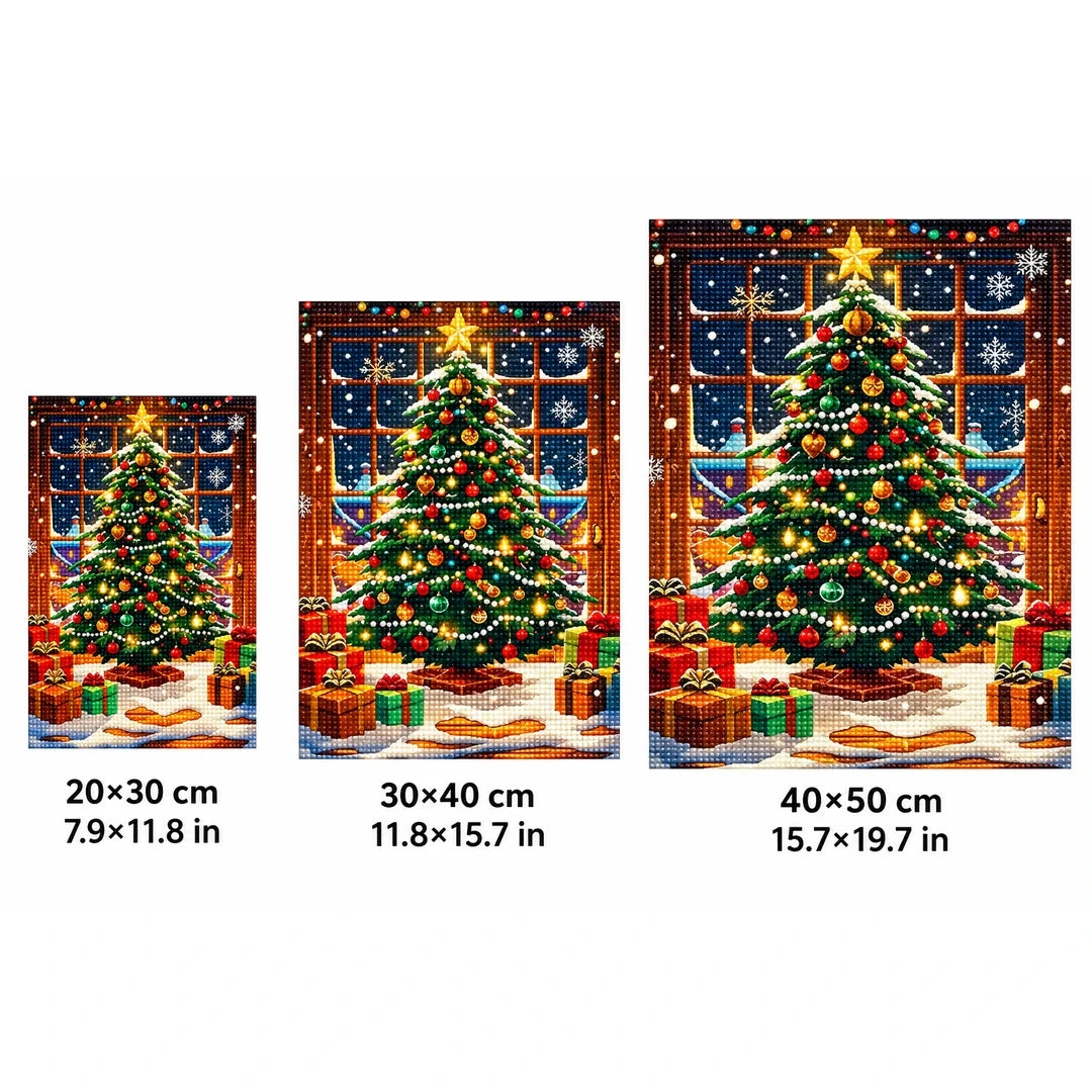 Christmas Tree Window Diamond Painting Kit sizes
