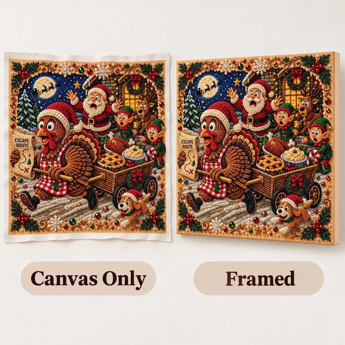 Christmas Turkey Escape Pearl Diamond Painting Kit style