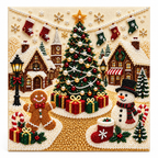 Christmas Village Tree Snowman Pearl Diamond Painting Kit hero image