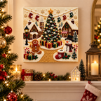 Christmas Village Tree Snowman Pearl Diamond Painting Kit room image