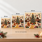 Christmas Village Tree Snowman Pearl Diamond Painting Kit size image