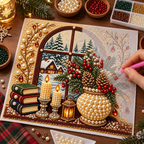 Christmas Window Vase pearl painting kit – process image