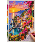 Cinque Terre Italy Sunset diamond painting process