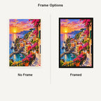 Cinque Terre Italy Sunset No Frame and Framed comparison