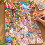 Hands placing diamond drills on the city flower delivery canvas
