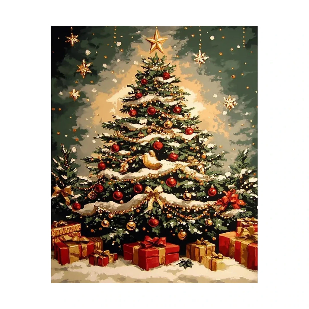 Classic Christmas Tree Diamond Painting Kit original artwork on white background