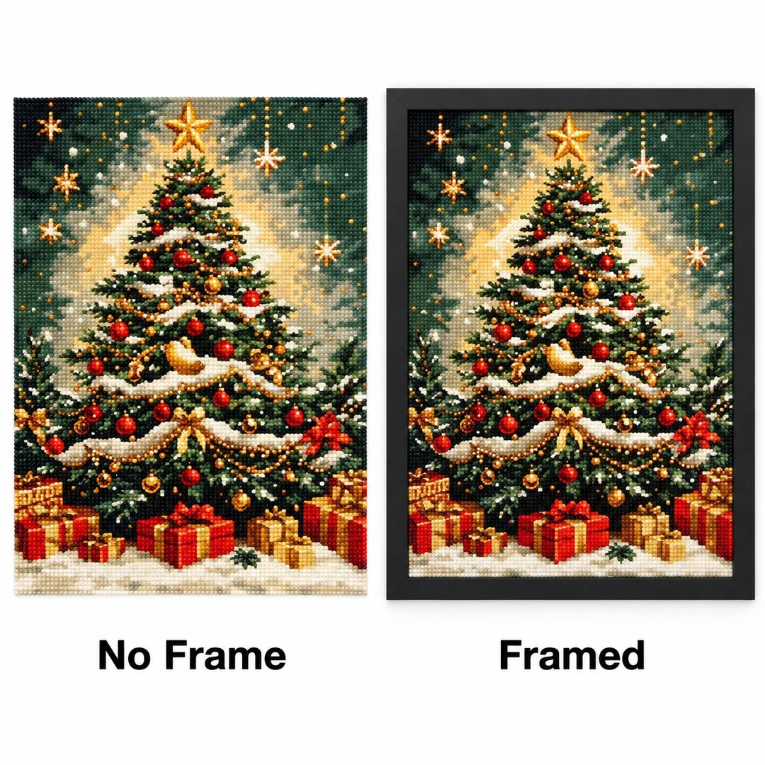 Classic Christmas Tree Diamond Painting Kit frame comparison