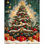 Classic Christmas Tree Diamond Painting Kit finished diamond artwork on white background