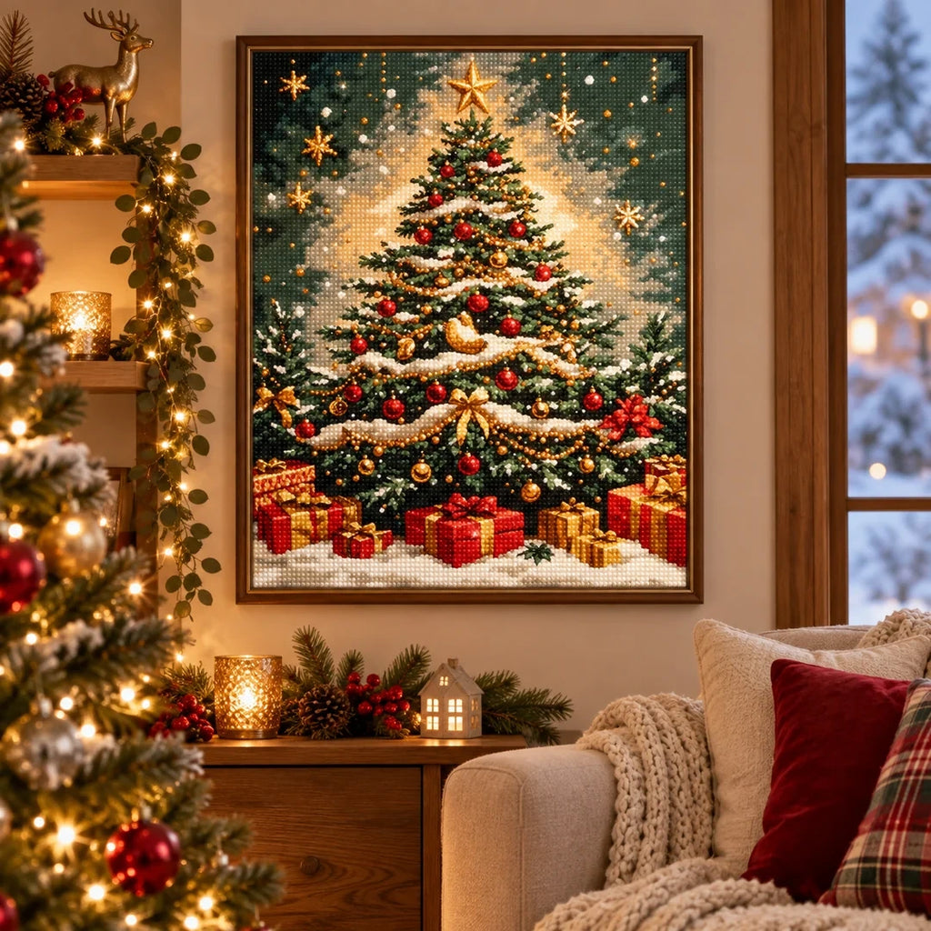Classic Christmas Tree Diamond Painting Kit scene