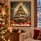 Classic Christmas Tree Diamond Painting Kit scene