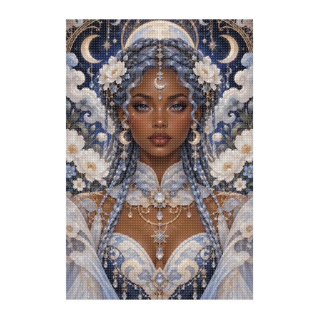 Finished white-background diamond painting of Cloud Archivist