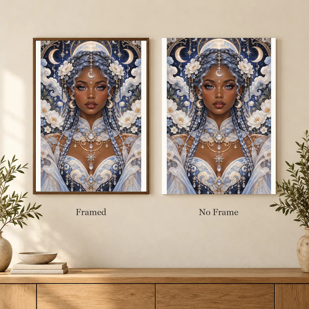 Framed and no-frame options for the Cloud Archivist diamond painting