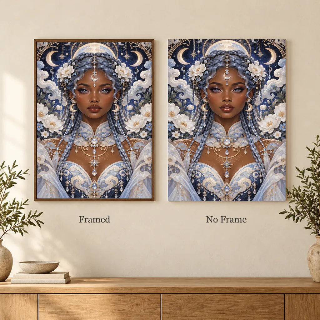 Framed and no-frame options for the Cloud Archivist diamond painting
