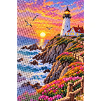 Coastal Lighthouse Sunset diamond and canvas detail