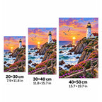 Coastal Lighthouse Sunset size guide