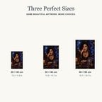 Three size options for the Cobalt Smoke Tarot Reader diamond painting kit.