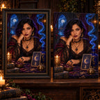 Framed and no-frame Cobalt Smoke Tarot Reader designs shown side by side.