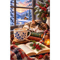Coffee Books Snowy Window — original artwork on a clean white background