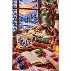 Coffee Books Snowy Window — diamond painting process with applicator pen