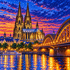Close-up of drill details in the Cologne Cathedral Rhine diamond painting.