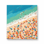 Colorful Beach Crowd Aerial paint by numbers artwork on a front-facing canvas against a white background