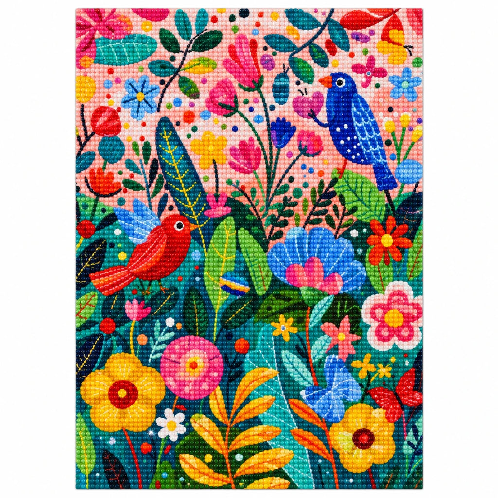 Colorful Bird Garden Diamond Painting Kit original artwork