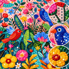 Colorful Bird Garden Diamond Painting Kit process
