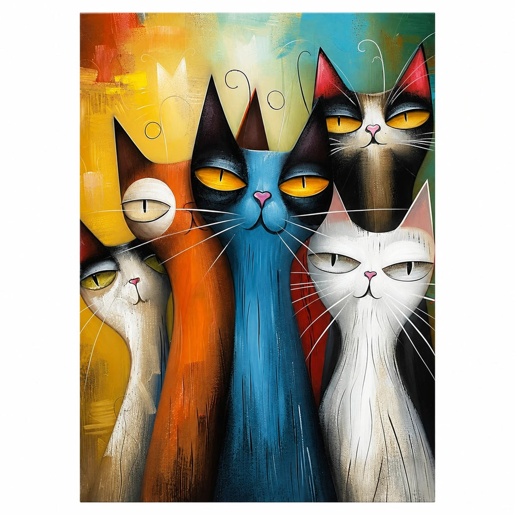 Colorful Cat Trio Diamond Painting Kit No Frame and Framed comparison