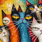 Colorful Cat Trio Diamond Painting Kit process