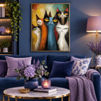 Colorful Cat Trio Diamond Painting Kit size guide