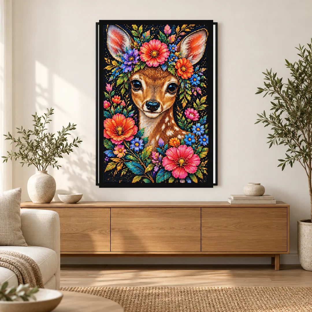 Deer at the Reed Bank Diamond Painting Kit — Home decor scene