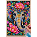 Colorful Floral Elephant Diamond Painting Kit — Diamond painting process