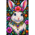 Rabbit in a Strawberry Garden Diamond Painting Kit — Finished white-background diamond painting