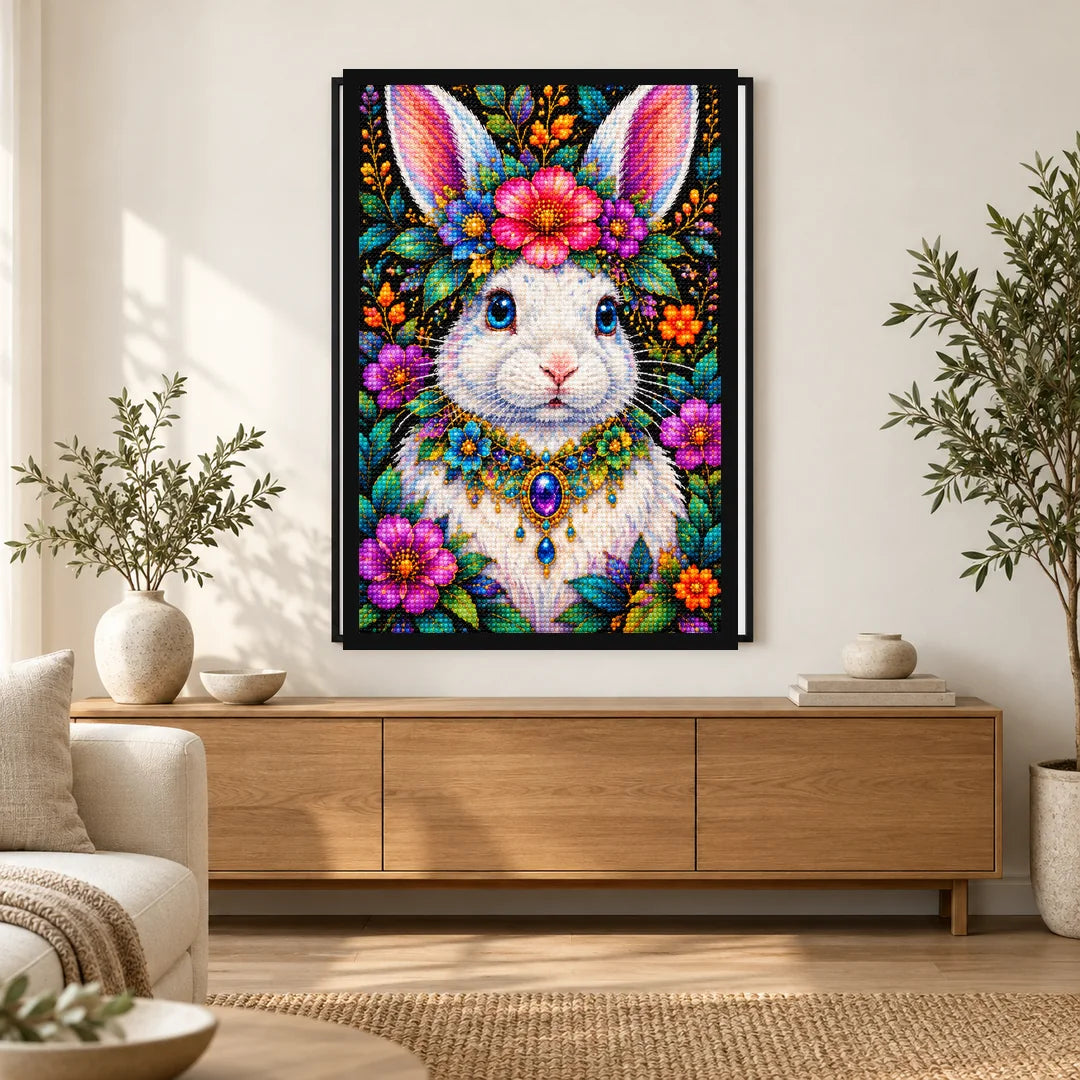 Rabbit in a Strawberry Garden Diamond Painting Kit — Home decor scene