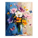 Colorful Wildflower Bouquet with Butterflies completed artwork on a clean white background