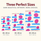 Size guide for Computer Game Abstract Blue Pink Diamond Painting Kit: 20 × 30 cm, 30 × 40 cm, and 40 × 50 cm.