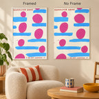 Framed and no-frame comparison for Computer Game Abstract Blue Pink Diamond Painting Kit.