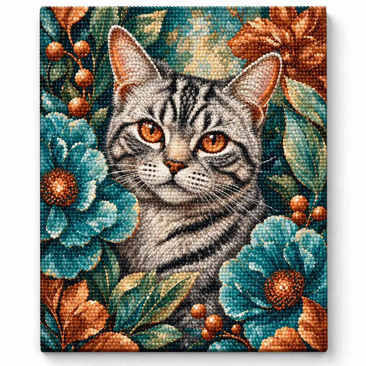 Finished diamond painting for Copper Gaze Among Blooms Diamond Painting Kit