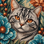 Diamond detail for Copper Gaze Among Blooms Diamond Painting Kit